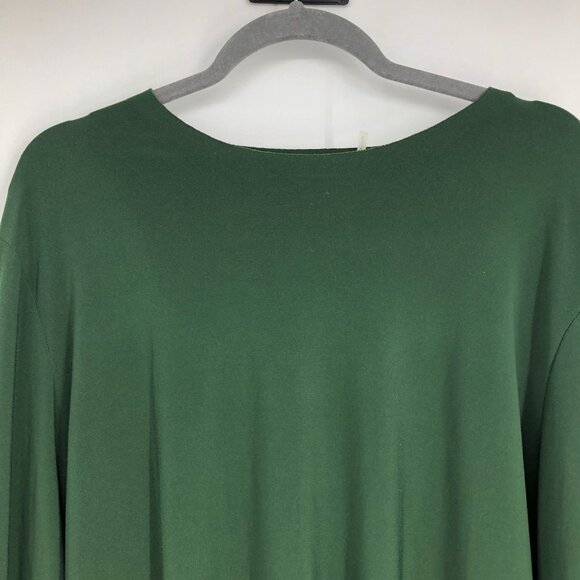 Norma Kamali Forest Green Long Sleeve Boat Neck Raw Hem Blouse XS - Picture 4 of 14